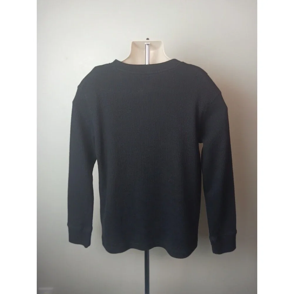 The Children's Place Boys' Long Sleeve Henley Top Black, Size Medium (7-8)